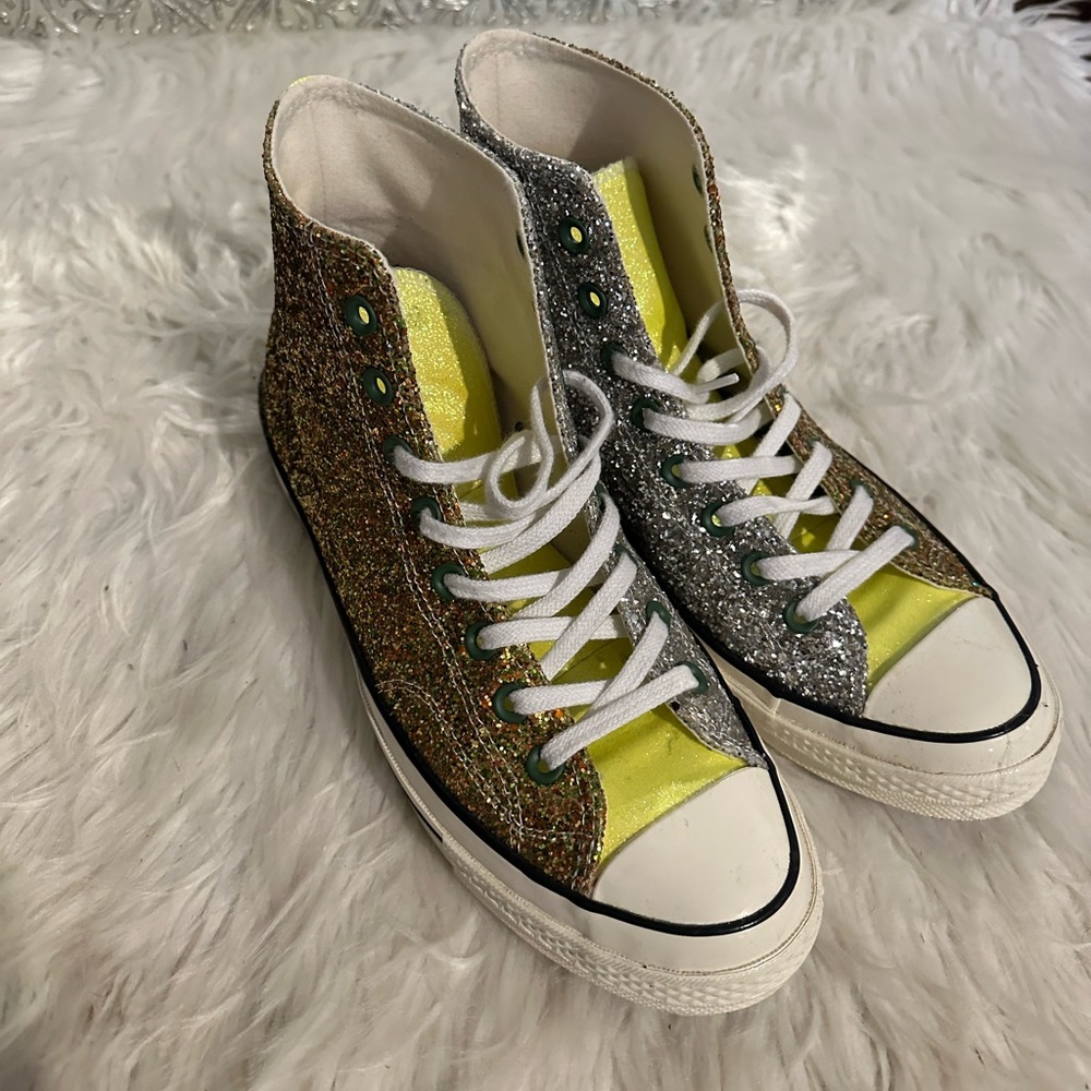neon yellow glittered converse size 8.5